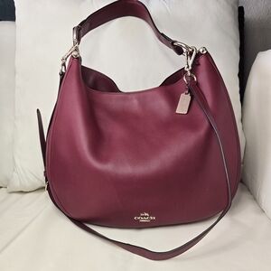 Coach Nomad Black Cherry Red Leather Hobo Bag Tote EUC